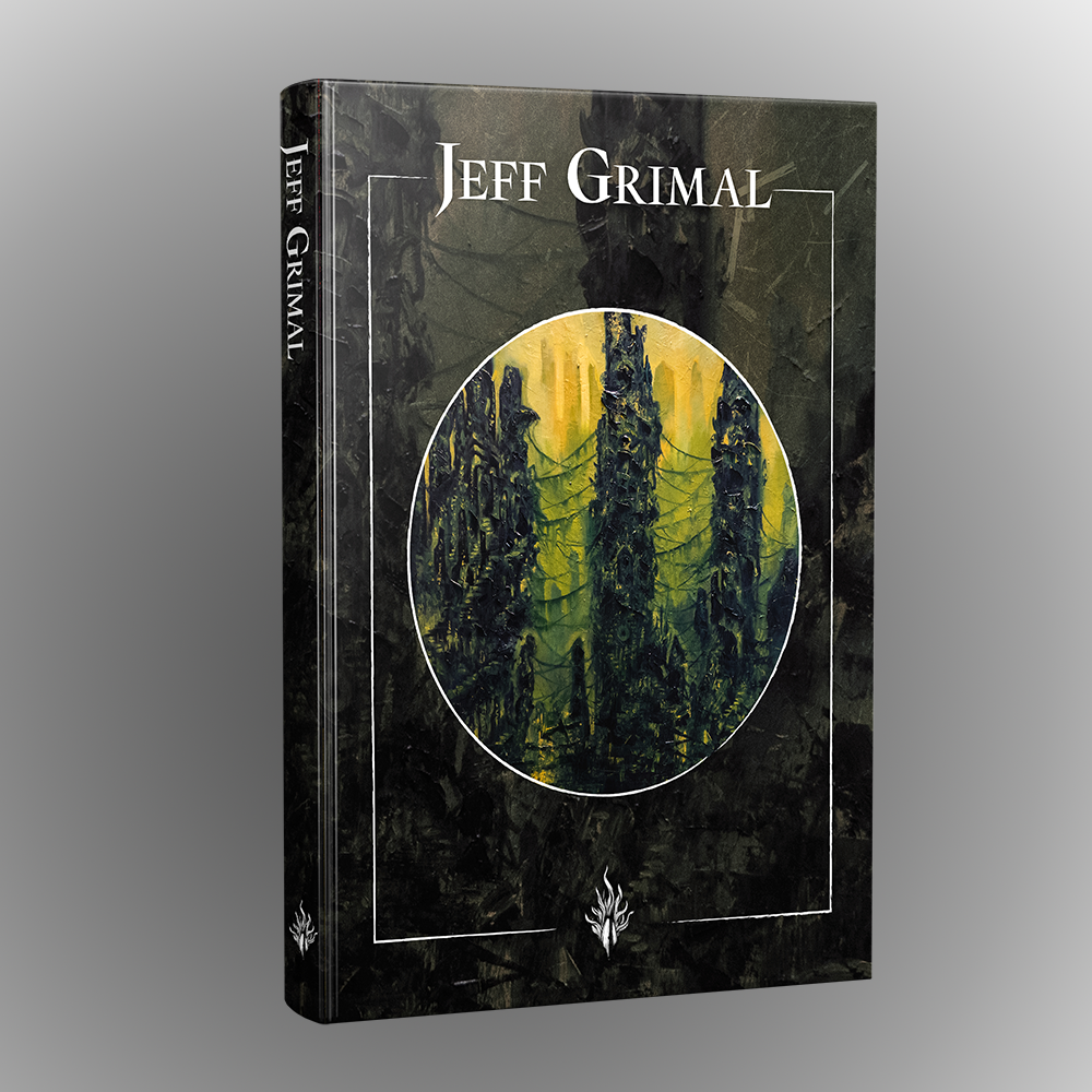 jeff grimal; artbook, peinture à l'huile, oil painting, great old ones, lovecraft, nature, pointillé, dots